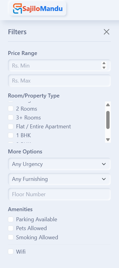 filters for room finder